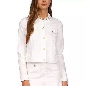 MICHAEL MICHAEL KORS white Denim Utility Jacket Petite Medium New w/out tags